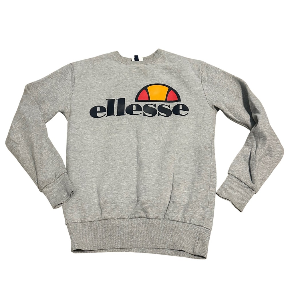 Ellesse Grey Crewneck Sweatshirt Logo Print‎ Casual Pullover Top Size 4